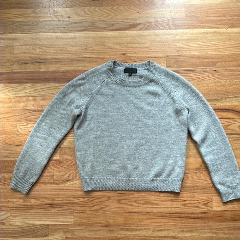 Nili Lotan Gray Crewneck Sweater Classic Knit Design